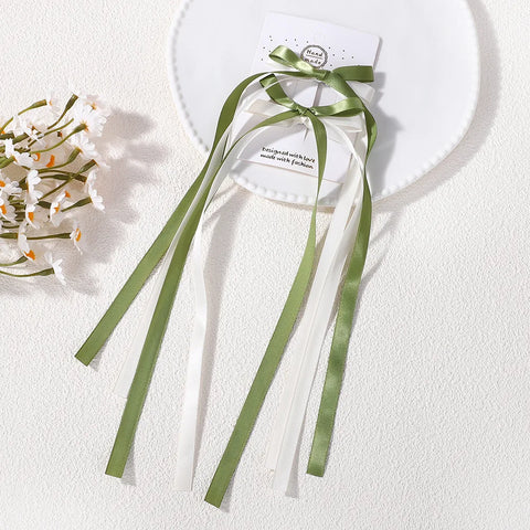 2Pcs Korean Lace White Bow Ribbon Hair Clip - Delicate Bowknot Hairpins for Women