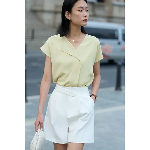 AMII Minimalism Chiffon Shirts & Blouses