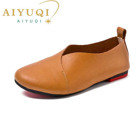 AIYUQI Women's Genuine Leather Flat Shoes
