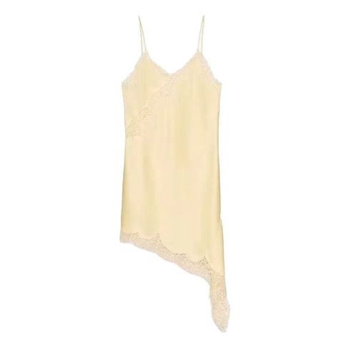 TRAF Satin Sexy Lace Spliced Short Sling Dress