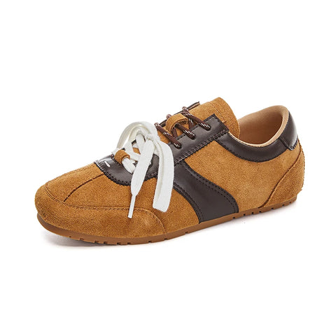 AIYUQI Duitse trainingsschoenen voor dames, echt leer, 2025 nieuwe lente platte sneakers, dames casual Forrest Gump schoenen voor dames