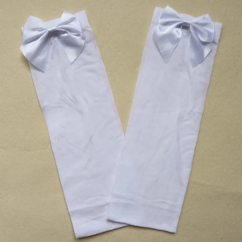 Elegant Women's Pink Bow Stay Up Thigh High Silk Stockings