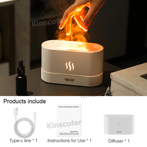KINSCOTER Aroma Diffuser Air Humidifier - Ultrasonic Cool Mist Maker with LED Flame Lamp