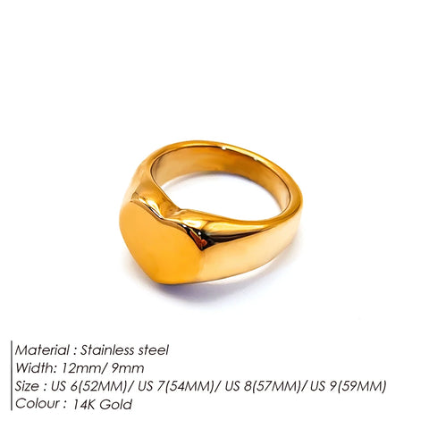 eManco Stainless Steel Punk Style Minimalist Round Ring - Gold Plated Women's Ring for Parties and Festivals