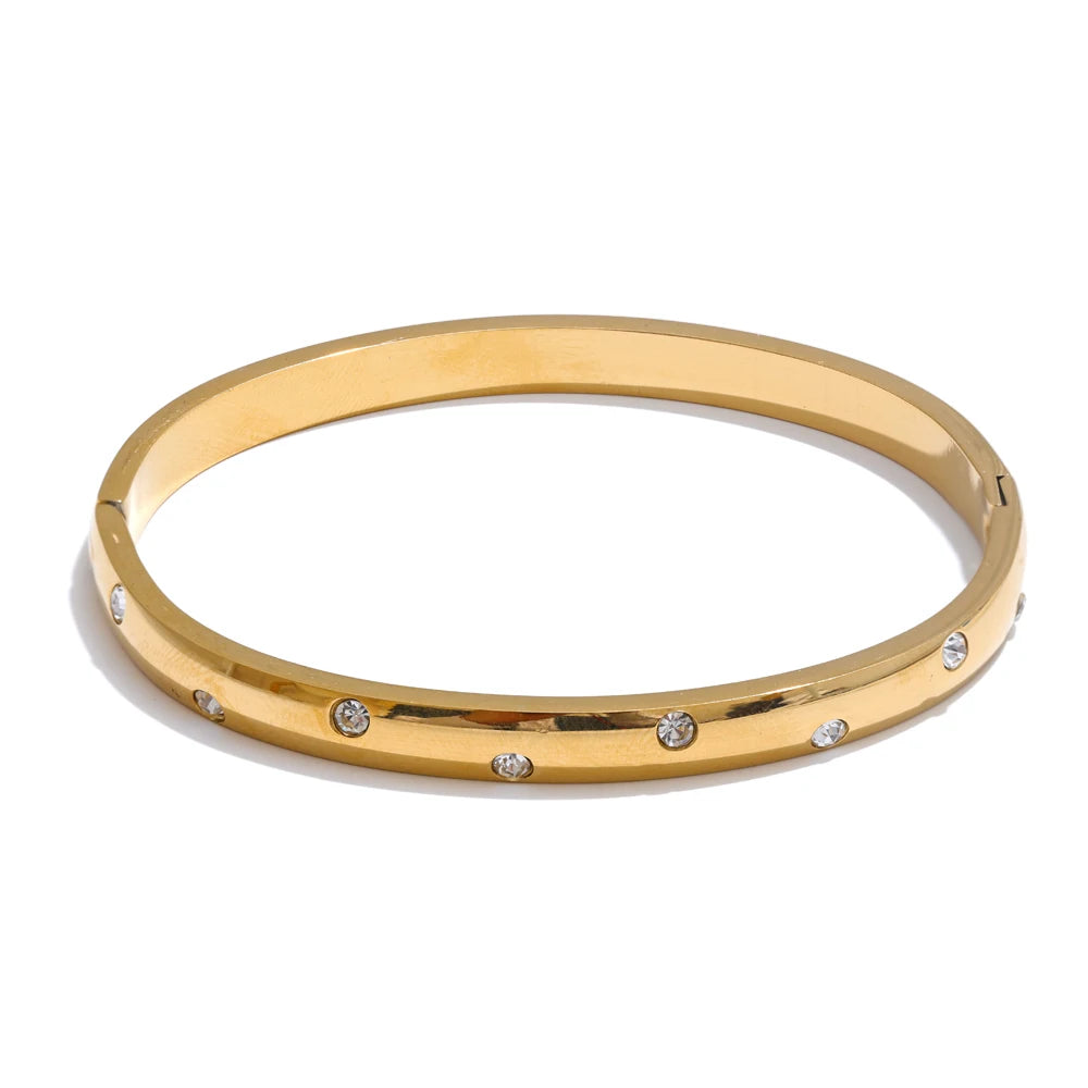 Yhpup Stainless Steel Cubic Zirconia Fashion Bracelet Bangle - Gold & Silver Color