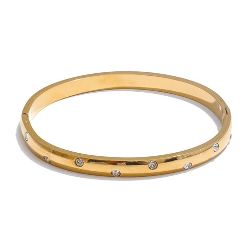 Yhpup Stainless Steel Cubic Zirconia Fashion Bracelet Bangle - Gold & Silver Color