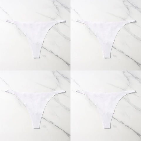 4 Pcs Lot Seamless Ice Silk Thong Panties for Women - Thin Waistband Tangas