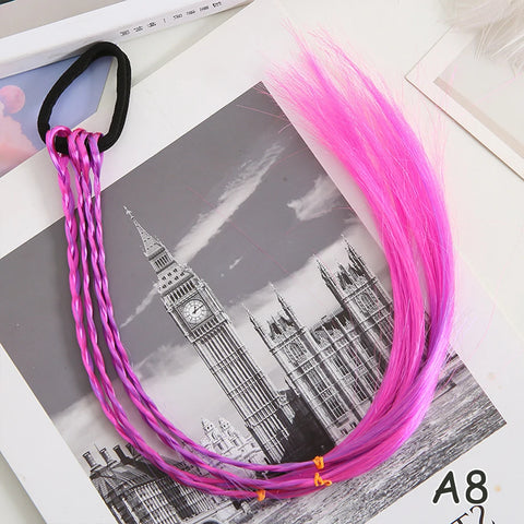 Colorful Synthetic Kids Ponytail Wigs with Headbands and Rubber Bands