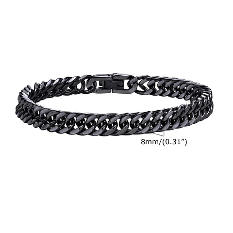 Stylish Double Curb Chain Bracelets for Men and Boys - Stainless Steel Miami Link Wristband