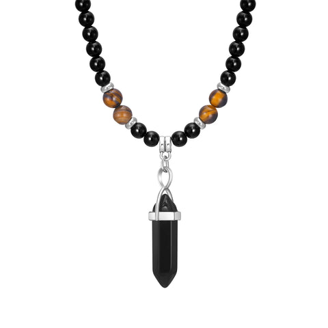 Tibetan Buddhist Phurba Kilaya Magic Dagger with Tiger’s Eye Lava Stone Necklace for Men