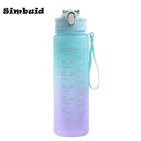 Gradient Color Sports Bottle with Time Scale – 600ML/750ML/1000ML Portable Fitness Mug
