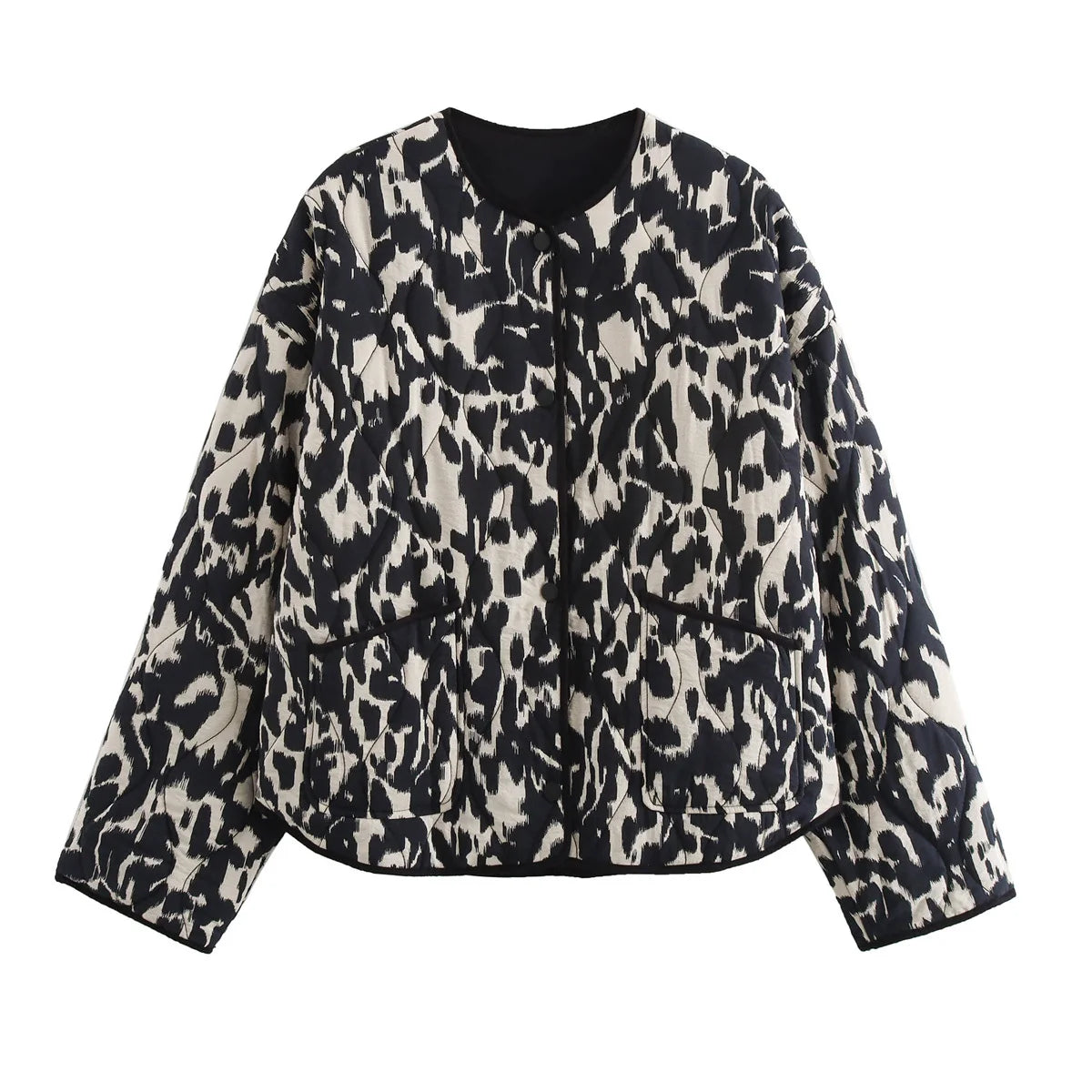 MUJER Zebra Print Oversize Jas - Stijlvolle Gewatteerde Jas voor Dames