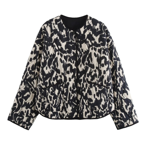 MUJER Zebra Print Oversize Jas - Stijlvolle Gewatteerde Jas voor Dames