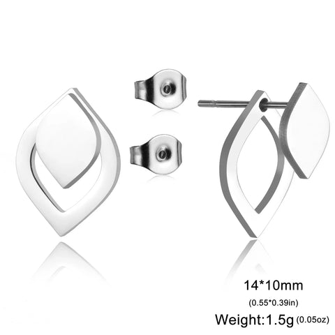 Skyrim Geometric Stainless Steel Gold Color Stud Earrings for Women