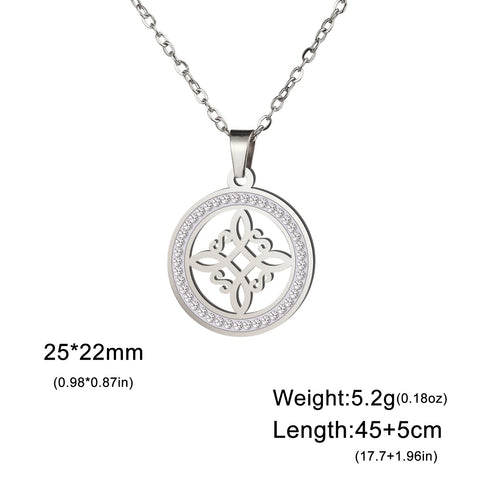 Skyrim Witchcraft Witch Knot Necklace - Stainless Steel Amulet with Clear Zircon Pendant | Perfect Wicca Jewelry Gift