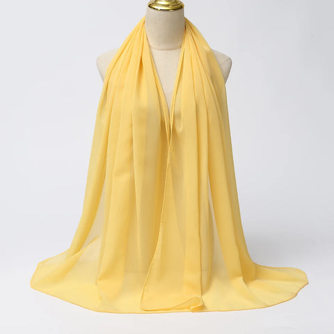 Elegant Muslim Chiffon Hijab Scarf - Lightweight Long Solid Color Head Wrap for Women