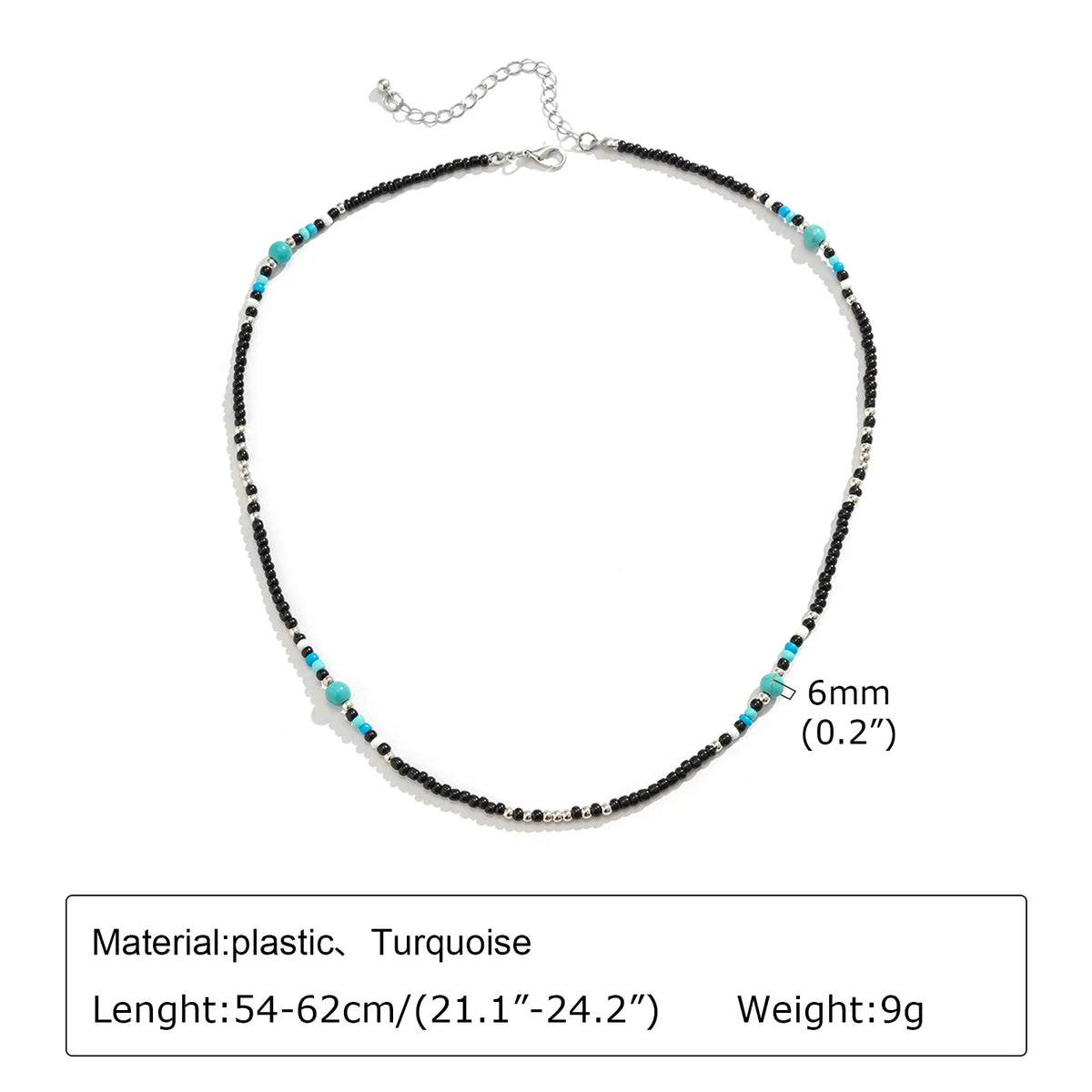Stylish Synthetic Turquoise Necklaces for Men and Boys - Mini Black Beaded Summer Beach Jewelry