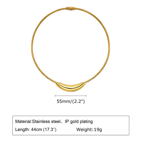 Adjustable Open Collar Choker Necklace for Women | Simple Stainless Steel Jewelry