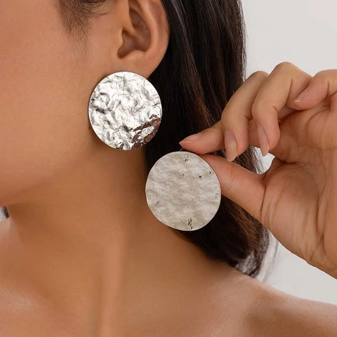 Exaggerated Gold Color Big Oval Stud Earrings for Women - 2024 Classic Geometric Statement Jewelry