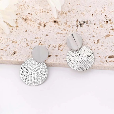 Bohemia Gold Color Big Round Earrings - Exaggerated Metal Geometric Long Circle Pendant for Women