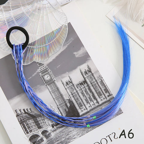 Colorful Synthetic Kids Ponytail Wigs with Headbands and Rubber Bands