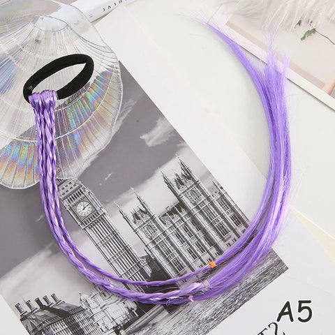 Colorful Synthetic Kids Ponytail Wigs with Headbands and Rubber Bands