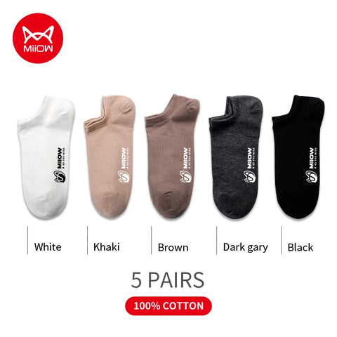 MiiOW 5 Pairs Pure Cotton Men Socks