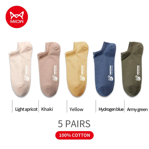 MiiOW 5 Pairs Pure Cotton Men Socks