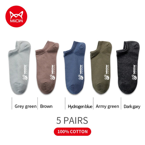 MiiOW 5 Pairs Pure Cotton Men Socks
