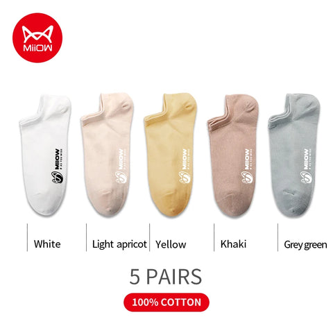 MiiOW 5 Pairs Pure Cotton Men Socks