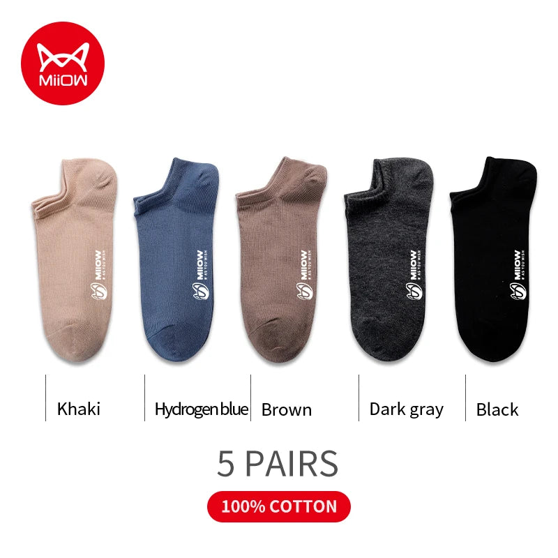 MiiOW 5 Pairs Pure Cotton Men Socks