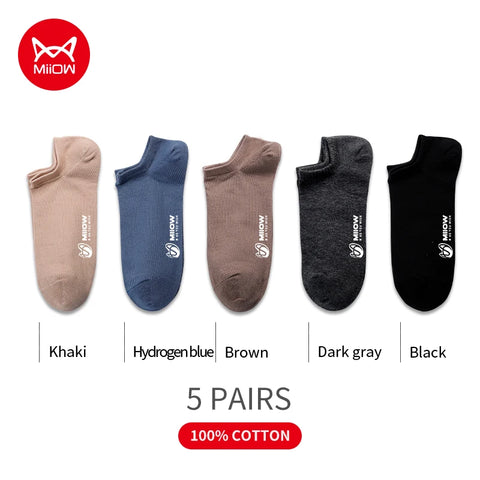 MiiOW 5 Pairs Pure Cotton Men Socks