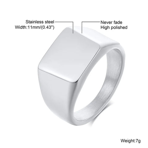 Stainless Steel Floral Signet Ring - Celestial CZ North Star Design for Men and Women