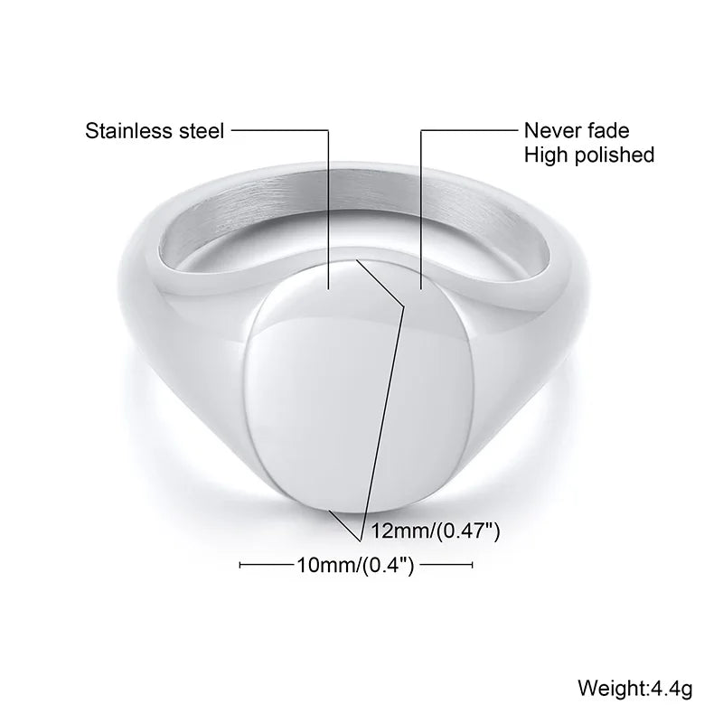 Stainless Steel Floral Signet Ring - Celestial CZ North Star Design for Men and Women