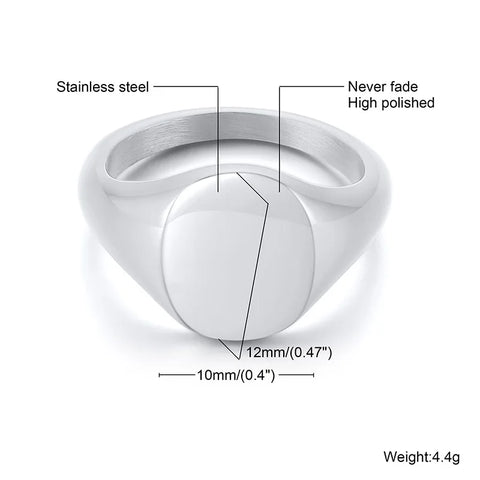 Stainless Steel Floral Signet Ring - Celestial CZ North Star Design for Men and Women