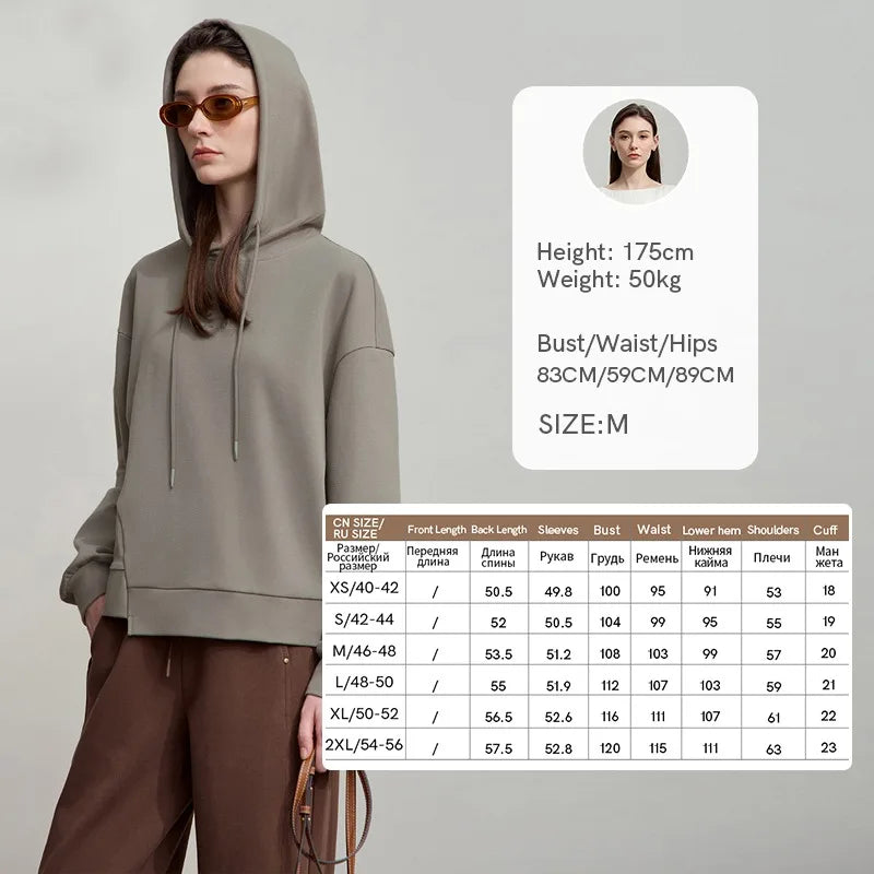 AMII Minimalist Women Hoodie Cotton 2025
