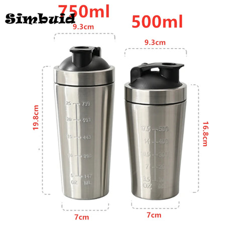 1pcs Stainless Steel Protein Powder Shaker Bottle - Leak Proof for Gym Fitness & Sport