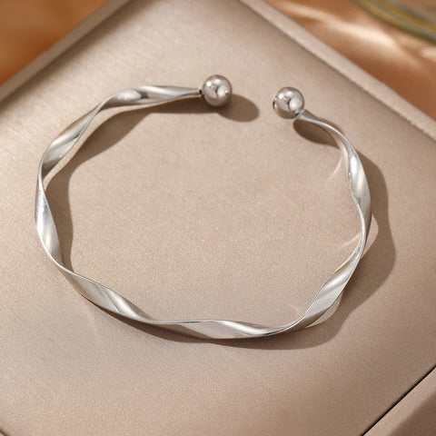Exquisite Stainless Steel Bracelets with Round Bead Design for Women
