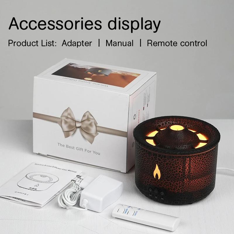 KINSCOTER Volcano Flame Aroma Diffuser - Jellyfish Smoke Ring Air Humidifier 360ml