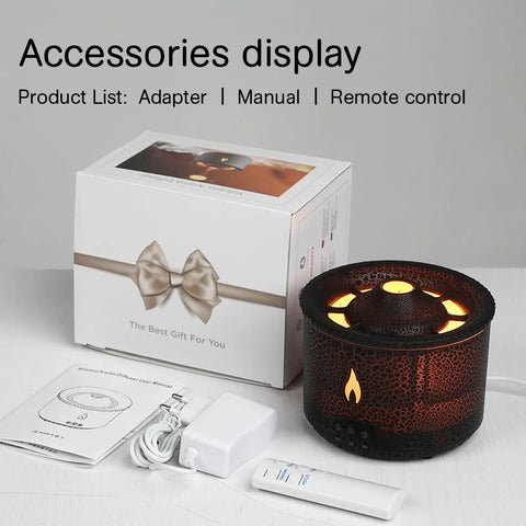 KINSCOTER Volcano Flame Aroma Diffuser - Jellyfish Smoke Ring Air Humidifier 360ml