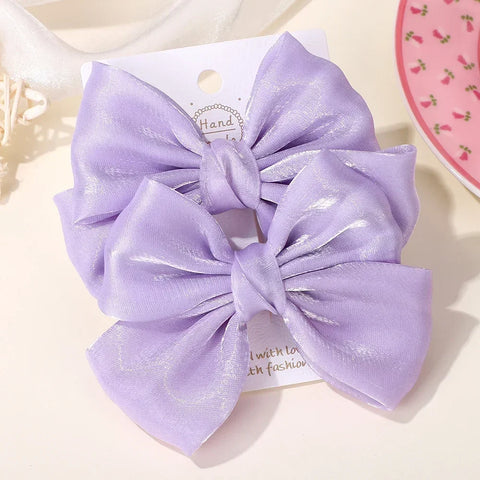LOVEKIKI 2Pcs Girls Chiffon Hair Clips Cheer Bowknot Hairpin - Stylish and Comfortable Kids Hair Accessories