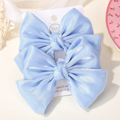 LOVEKIKI 2Pcs Girls Chiffon Hair Clips Cheer Bowknot Hairpin - Stylish and Comfortable Kids Hair Accessories