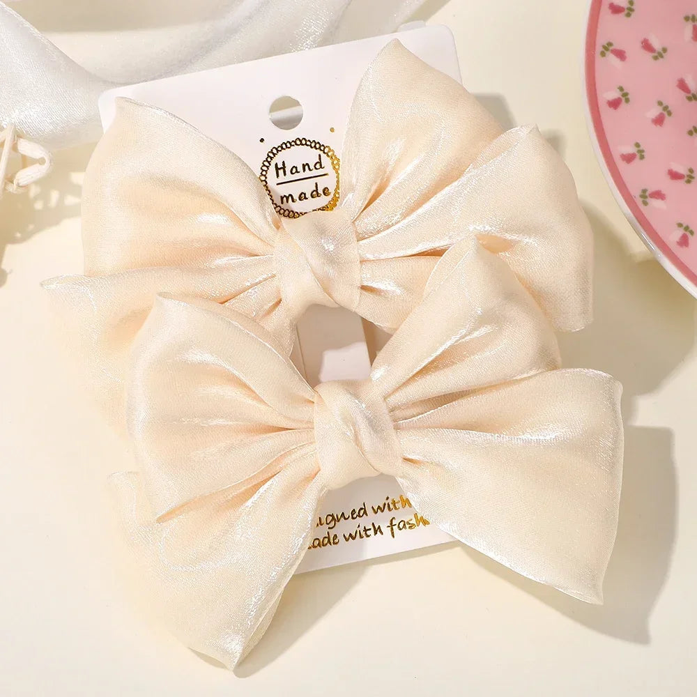 LOVEKIKI 2 stuks meisjes chiffon haarspeldjes met strik - stijlvolle en comfortabele haaraccessoires voor kinderen 