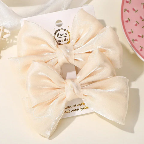 LOVEKIKI 2Pcs Girls Chiffon Hair Clips Cheer Bowknot Hairpin - Stylish and Comfortable Kids Hair Accessories