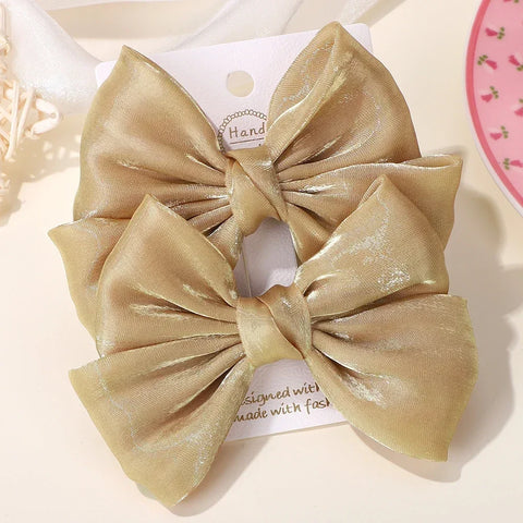 LOVEKIKI 2Pcs Girls Chiffon Hair Clips Cheer Bowknot Hairpin - Stylish and Comfortable Kids Hair Accessories