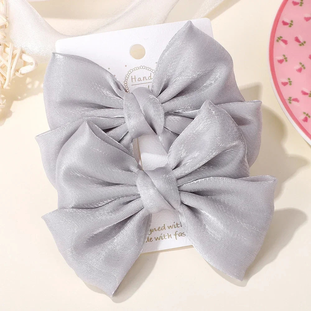 LOVEKIKI 2Pcs Girls Chiffon Hair Clips Cheer Bowknot Hairpin - Stylish and Comfortable Kids Hair Accessories