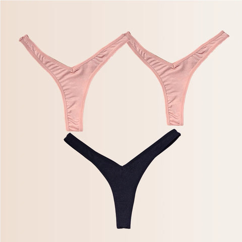 Seamless Thongs Solid Thong Panties for Women - Soft Silk Tangas
