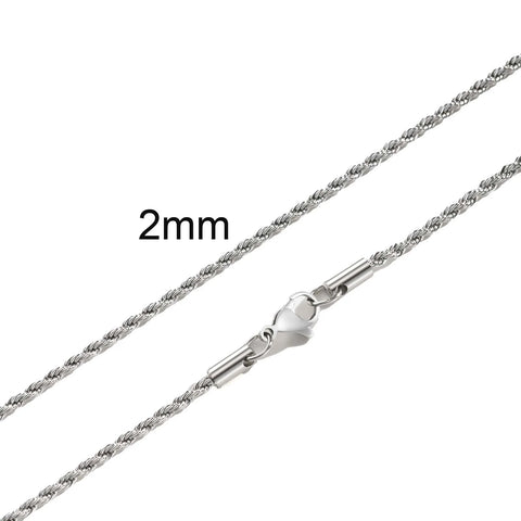Minimalist Twist Rope Chain Necklace for Men & Women - Stylish Stainless Steel Jewelry in Gold, Silver, and Black