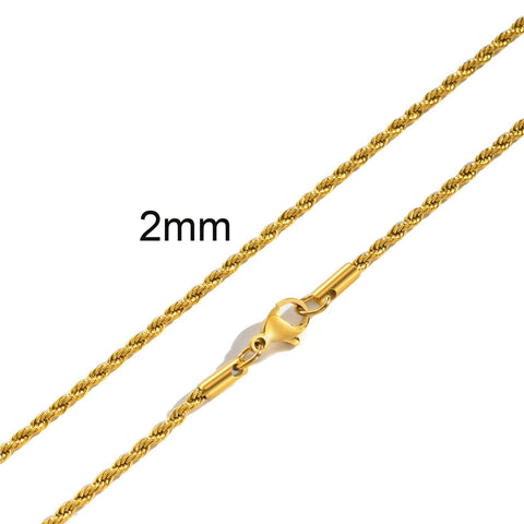 Minimalist Twist Rope Chain Necklace for Men & Women - Stylish Stainless Steel Jewelry in Gold, Silver, and Black