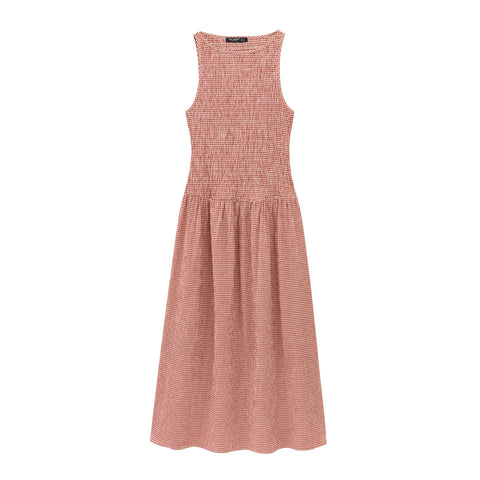 TRAFZA Dames Elegante Geruite Vestjurk